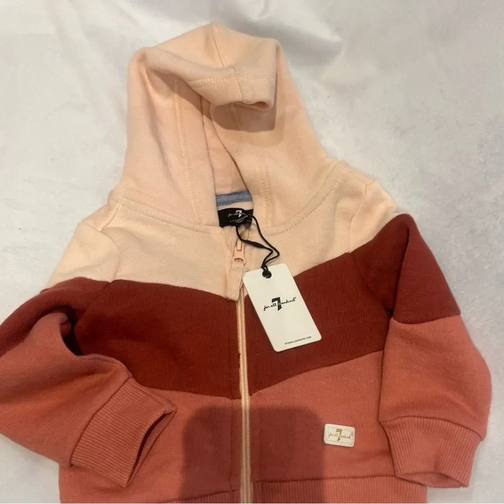 7 For All Mankind 2 Piece Fleece Hoodie Jacket & Pants Set Size 12M NWT